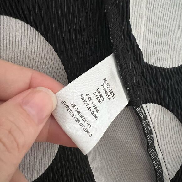 Samuel Dong Womens White Black Polka Dots Double Ruffle Blouse Medium NWT - Picture 7 of 7